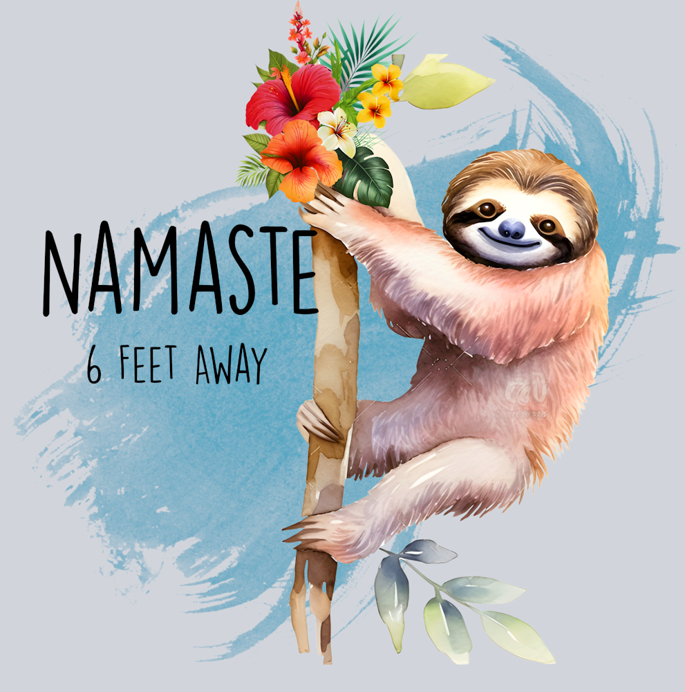 Sloth with Flowers and Namaste Design
