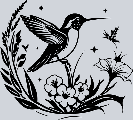 1101 Hummingbird with Flower B 02