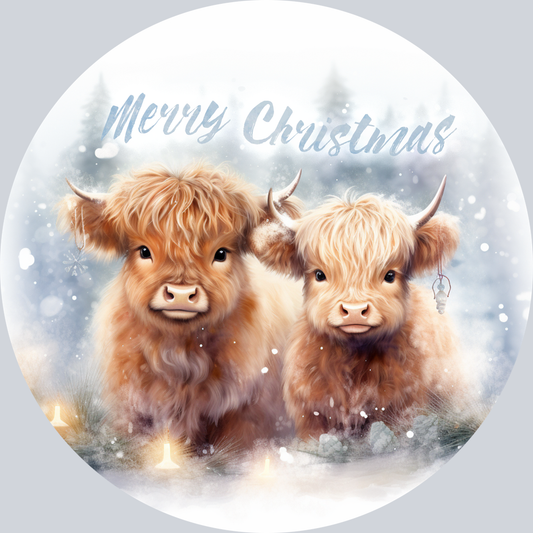 Highland Cows Merry Christmas Ornament