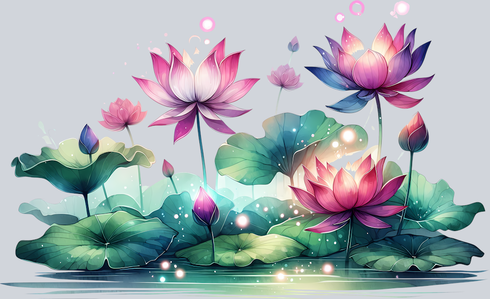 colorful-lotus-flowers-and-leaves