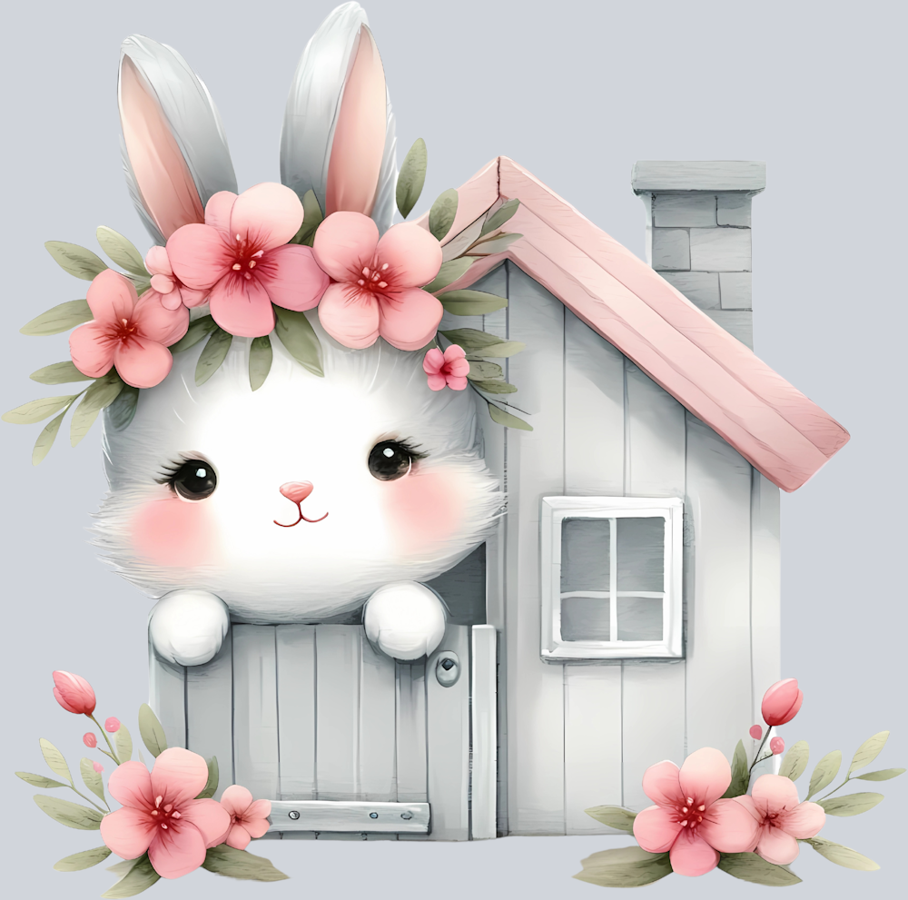 Cottage Bunny with flowers
