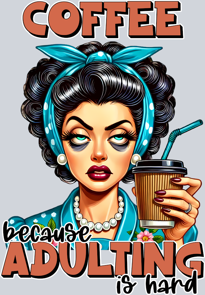 Grumpy Housewife-Coffee -Because Adulting is Hard-Pin Up