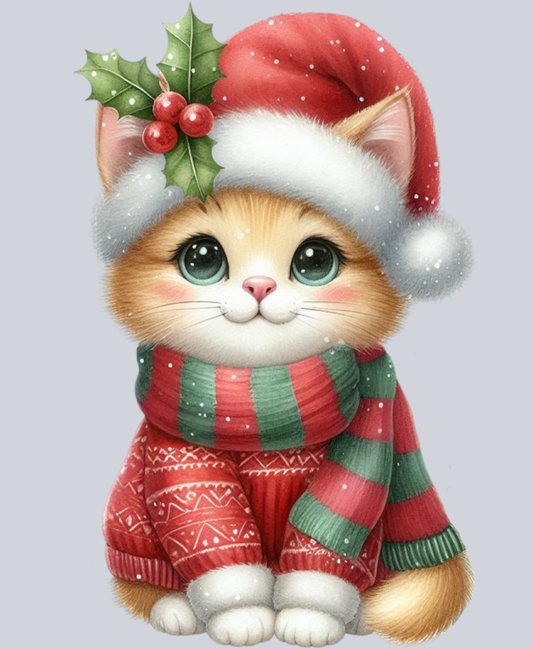 cute_christmas_cat_with_santa_hat_scarf