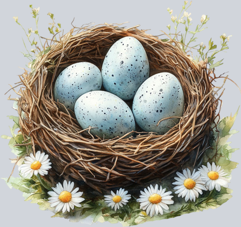 Bird nest with eggs