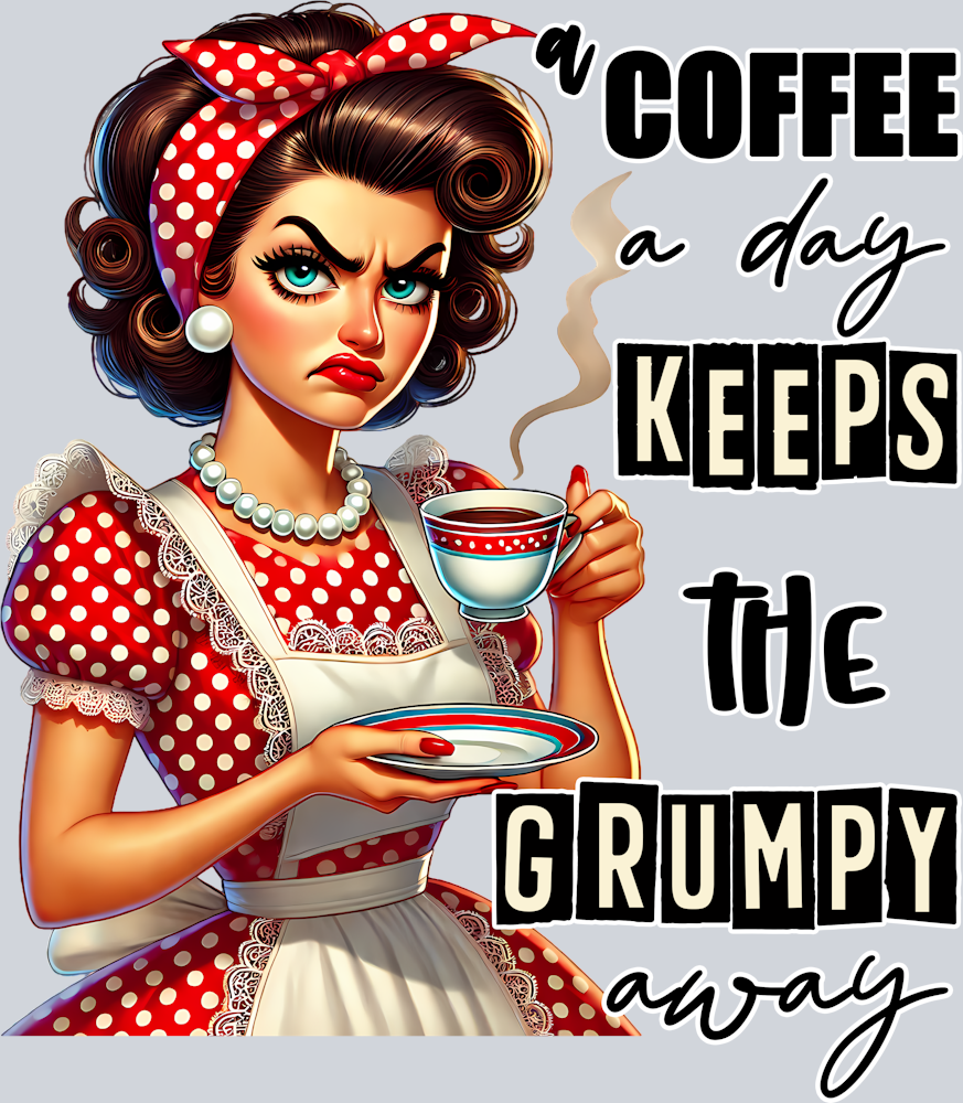 Grumpy Housewife-A Coffee A Day Keeps Grumpy Away-Pin Up
