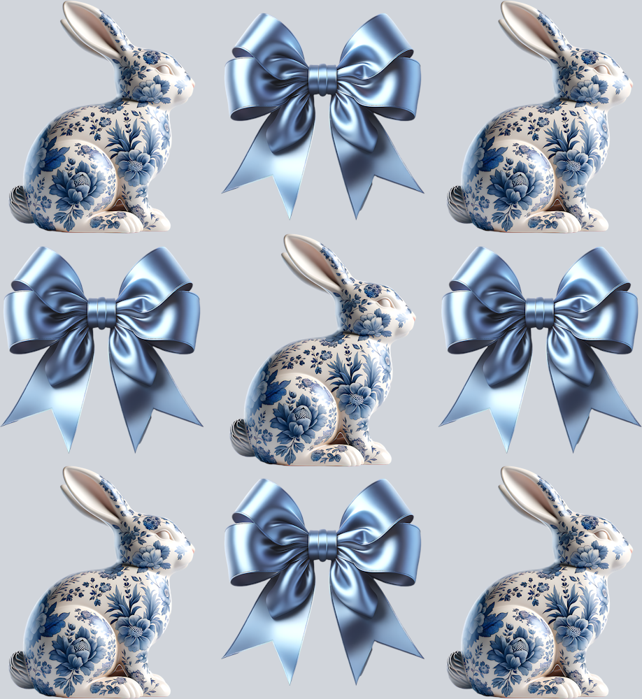 BUNNIES AND BOWS BLUE PNG