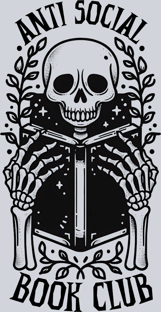 ANTI SOCIAL BOOK CLUB SKELETON BLACK DESIGN PNG