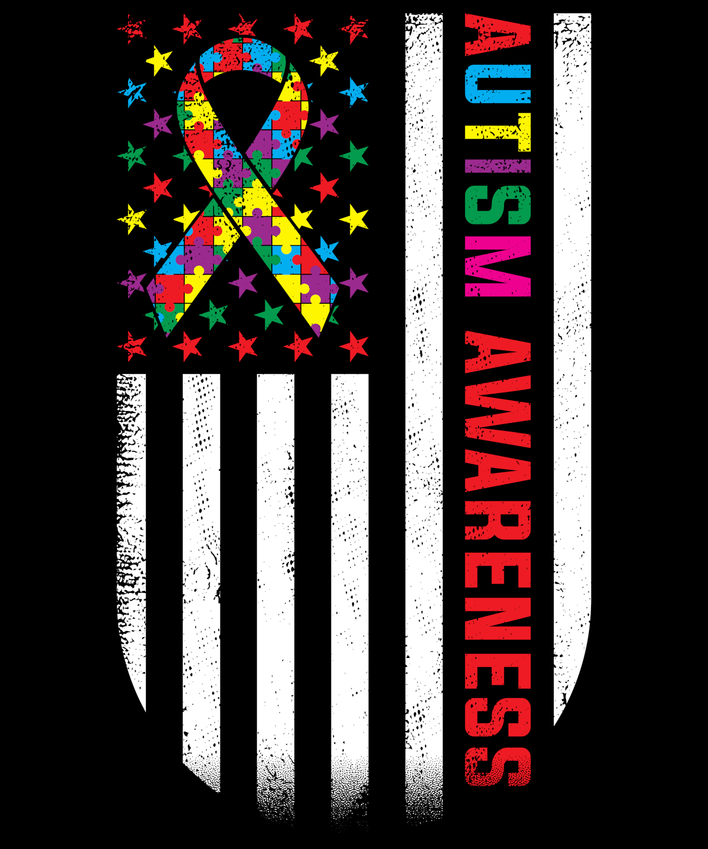 Autism Awareness Rainbow American Flag