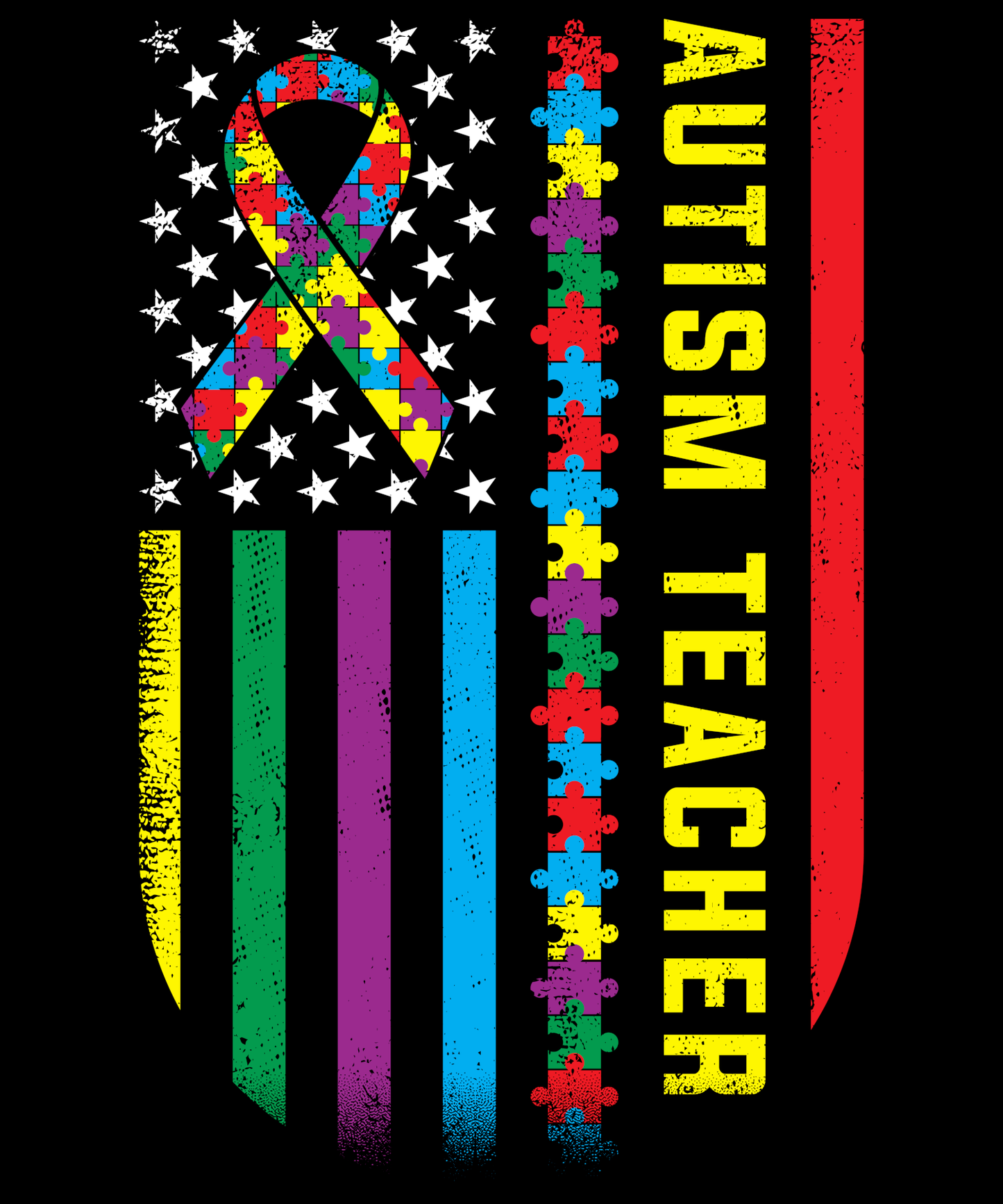 Autism Teacher American Flag