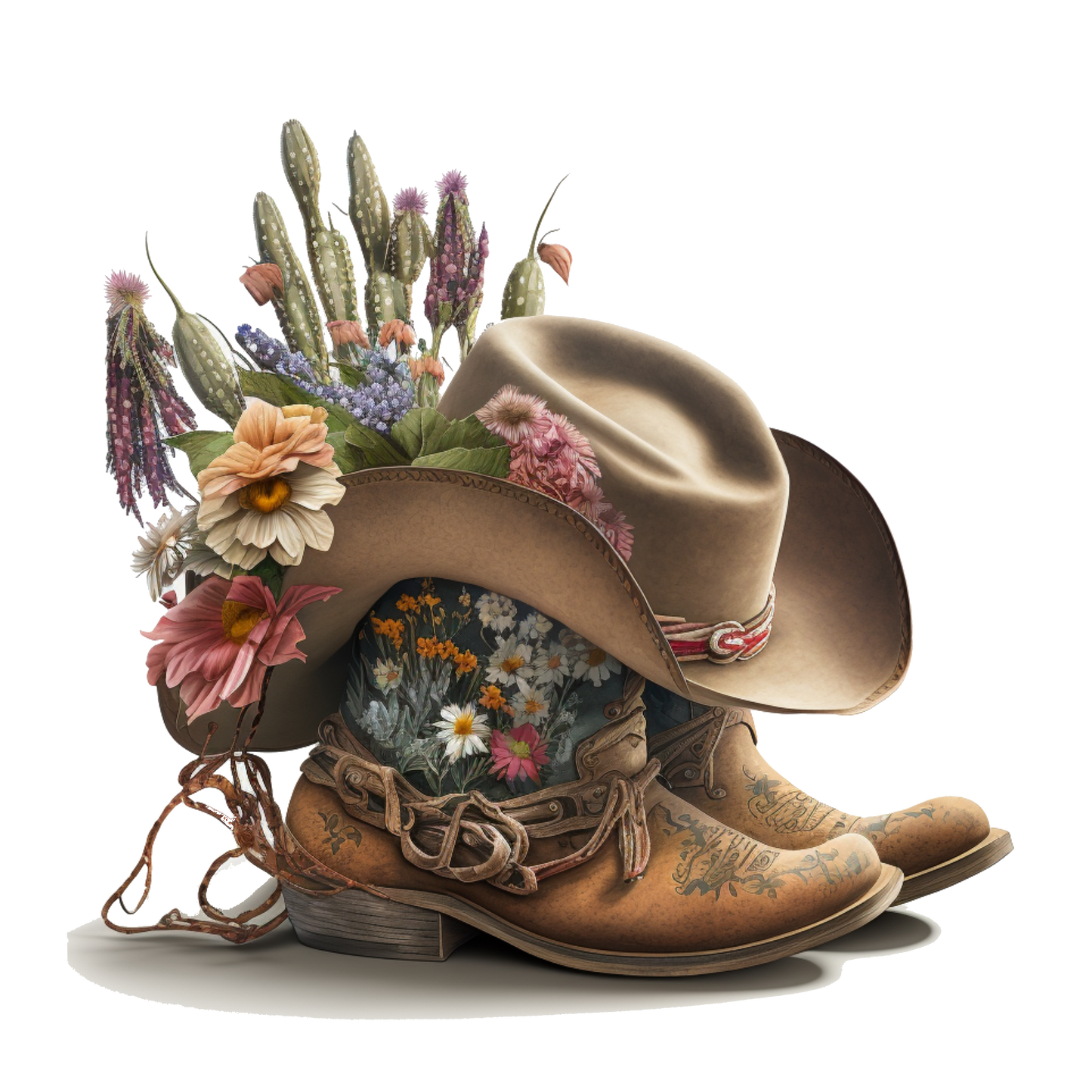 Cowboy Boots with flowers