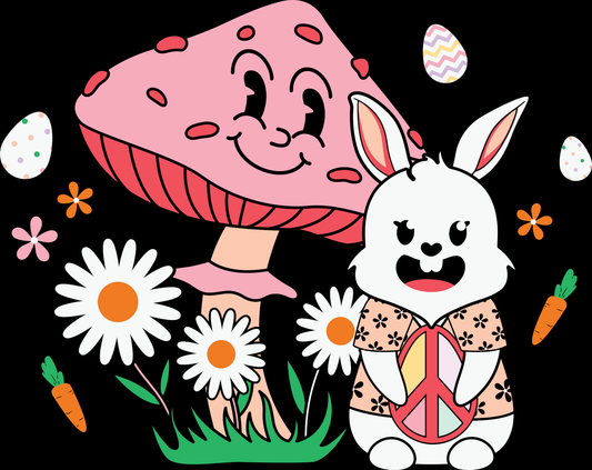 Hippie Easter Bunny and Animated Mushroom