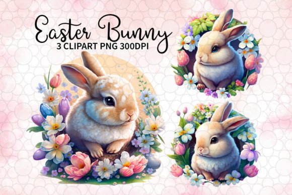 Easter Bunny Sublimation Clipart Bundle