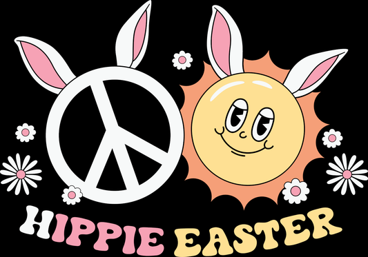 Hippie Easter Peace Sign and Sun Bunny