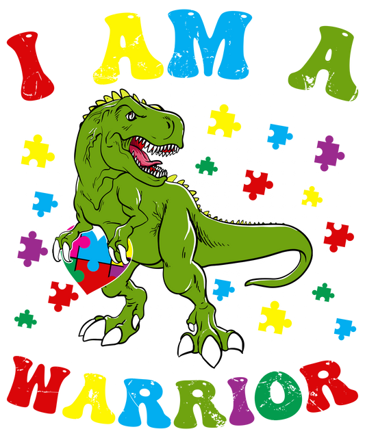 I Am A Warrior Autism Dinosaur Print