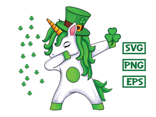 Irish Dabbing Unicorn St. Patrick's Day Graphic