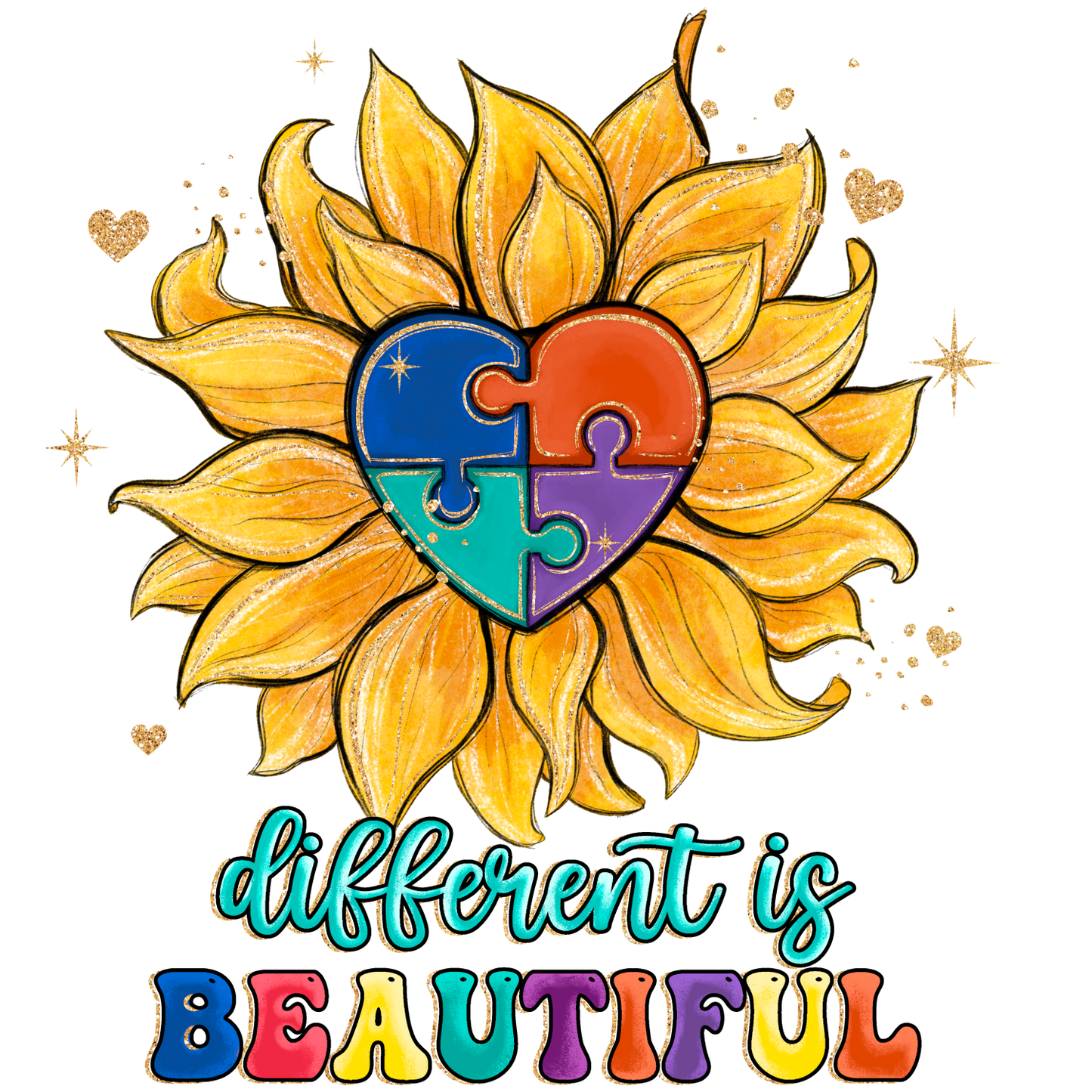 Different is Beautiful Autism Sunflower